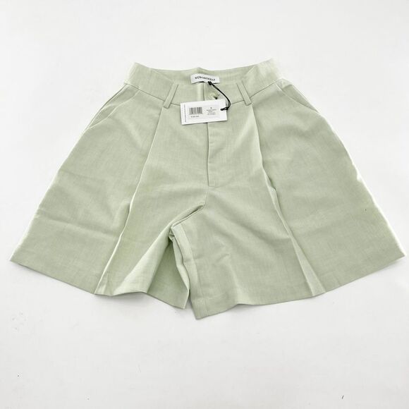 NWT WeWoreWhat Trouser Short Women's 0 Fog Green High Rise Pleated Wide Leg - Picture 2 of 6